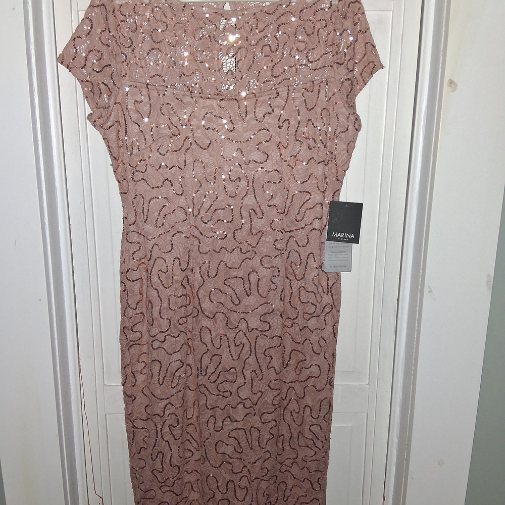 Nordstrom Blush Sequin Sleeveless Midi Dress